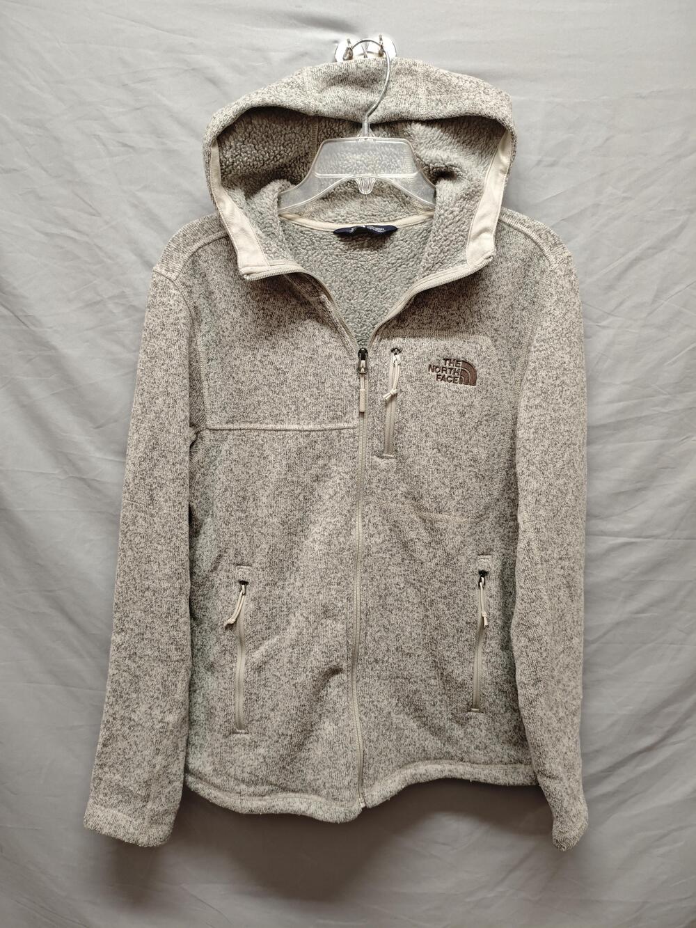 The North Face Jacket Mens Small Gray Hooded Sweater Fleece Full Zip Hiking